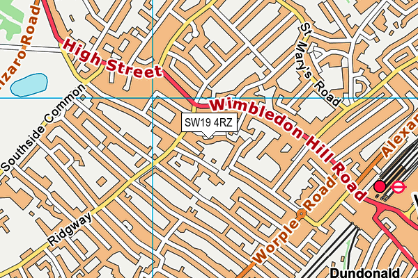 SW19 4RZ map - OS VectorMap District (Ordnance Survey)