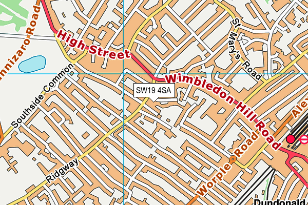 SW19 4SA map - OS VectorMap District (Ordnance Survey)