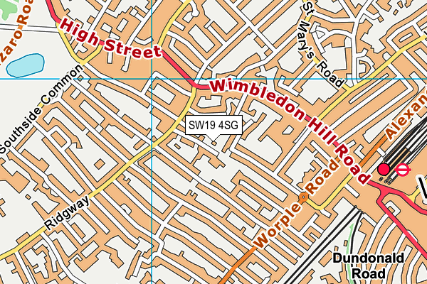 SW19 4SG map - OS VectorMap District (Ordnance Survey)