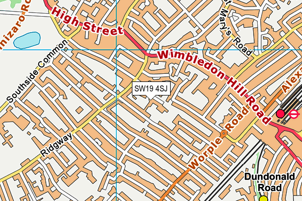 SW19 4SJ map - OS VectorMap District (Ordnance Survey)