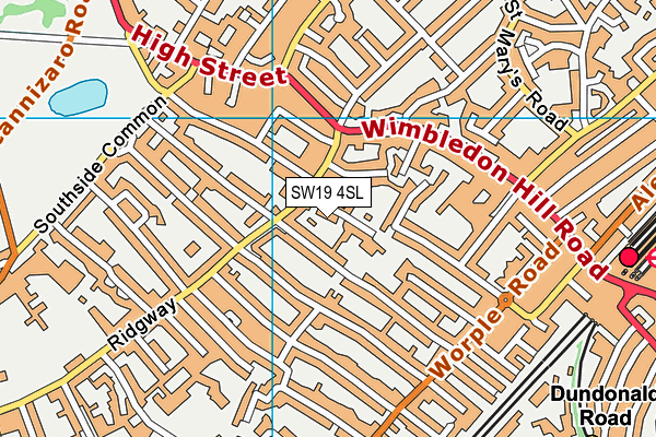 SW19 4SL map - OS VectorMap District (Ordnance Survey)