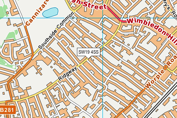 SW19 4SS map - OS VectorMap District (Ordnance Survey)