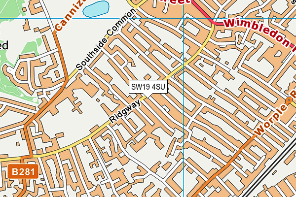 SW19 4SU map - OS VectorMap District (Ordnance Survey)