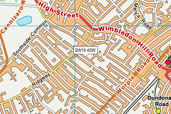 SW19 4SW map - OS VectorMap District (Ordnance Survey)