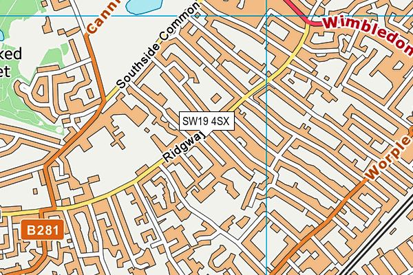 SW19 4SX map - OS VectorMap District (Ordnance Survey)