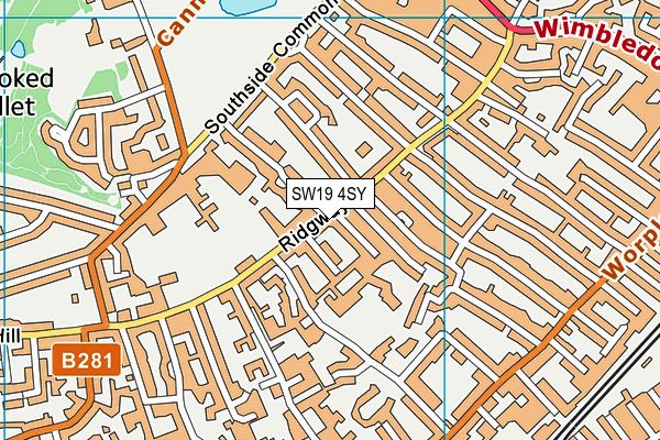 SW19 4SY map - OS VectorMap District (Ordnance Survey)