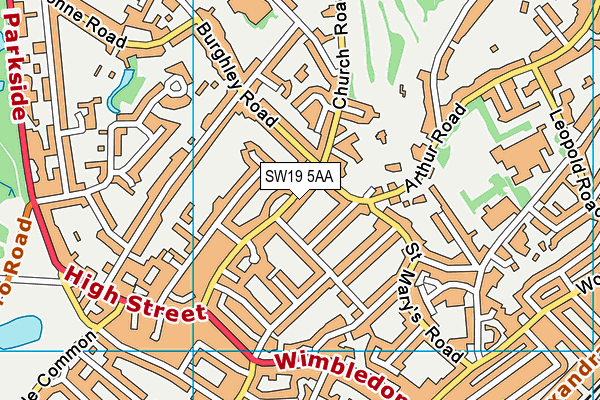 SW19 5AA map - OS VectorMap District (Ordnance Survey)