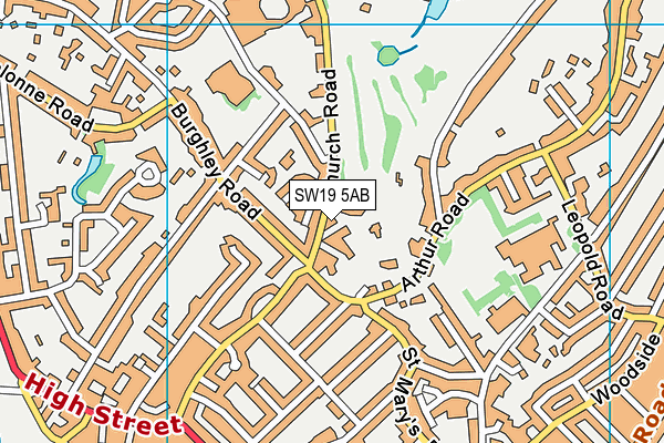 SW19 5AB map - OS VectorMap District (Ordnance Survey)