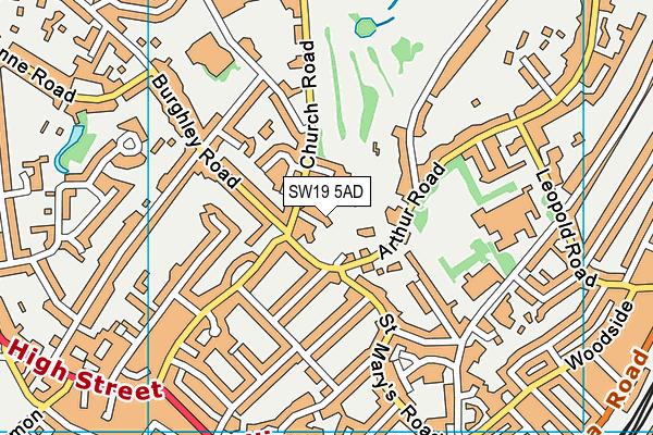 SW19 5AD map - OS VectorMap District (Ordnance Survey)