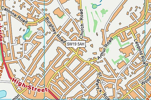 SW19 5AH map - OS VectorMap District (Ordnance Survey)