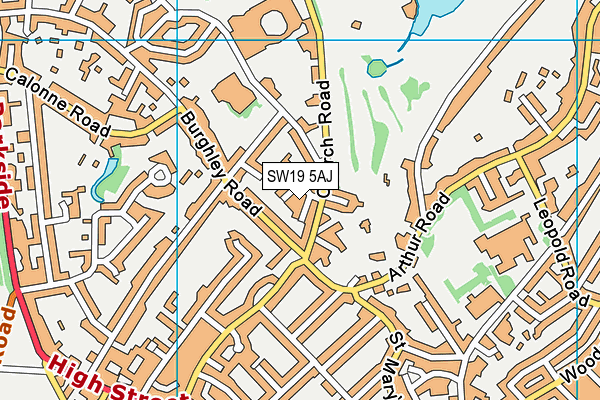SW19 5AJ map - OS VectorMap District (Ordnance Survey)