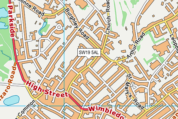 SW19 5AL map - OS VectorMap District (Ordnance Survey)