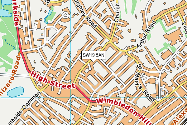 SW19 5AN map - OS VectorMap District (Ordnance Survey)