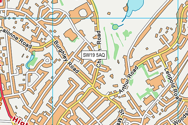 SW19 5AQ map - OS VectorMap District (Ordnance Survey)