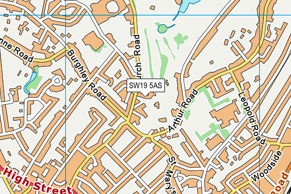 SW19 5AS map - OS VectorMap District (Ordnance Survey)