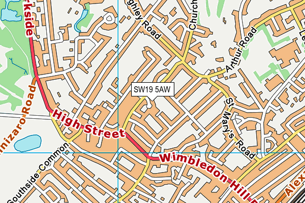 SW19 5AW map - OS VectorMap District (Ordnance Survey)