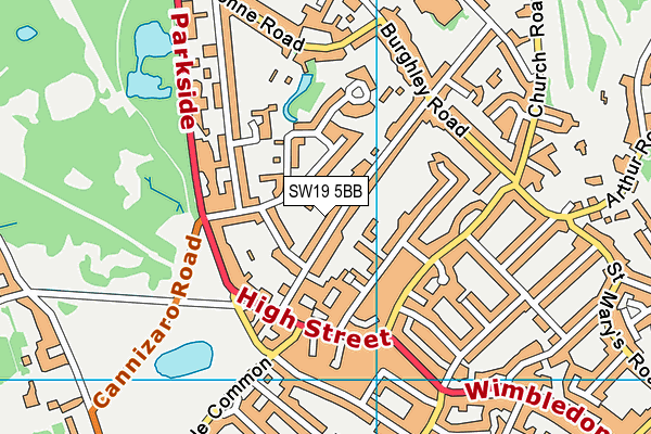 SW19 5BB map - OS VectorMap District (Ordnance Survey)