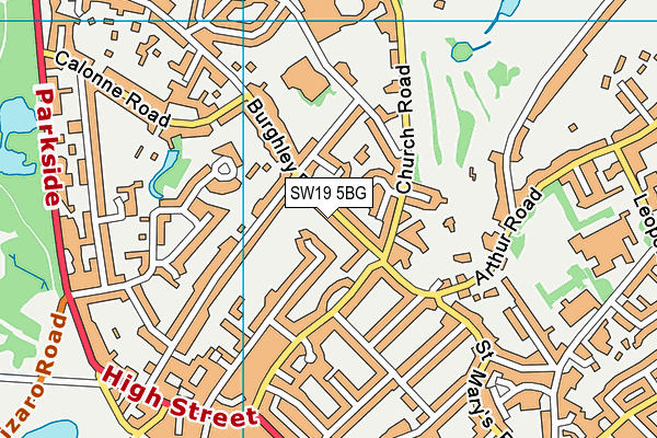 SW19 5BG map - OS VectorMap District (Ordnance Survey)