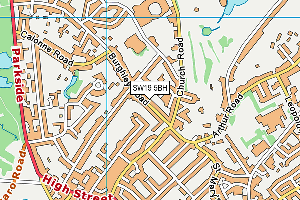 SW19 5BH map - OS VectorMap District (Ordnance Survey)