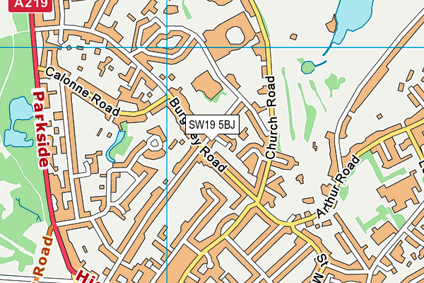 SW19 5BJ map - OS VectorMap District (Ordnance Survey)
