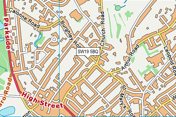 SW19 5BQ map - OS VectorMap District (Ordnance Survey)