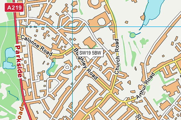 SW19 5BW map - OS VectorMap District (Ordnance Survey)
