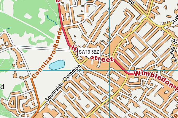 SW19 5BZ map - OS VectorMap District (Ordnance Survey)