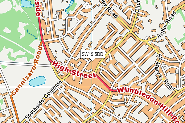 SW19 5DD map - OS VectorMap District (Ordnance Survey)
