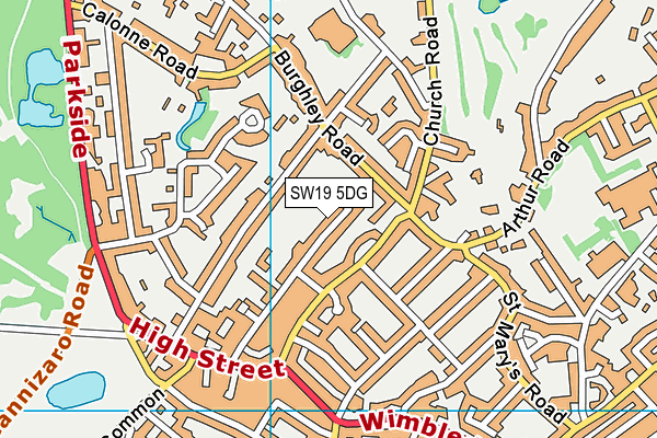 SW19 5DG map - OS VectorMap District (Ordnance Survey)