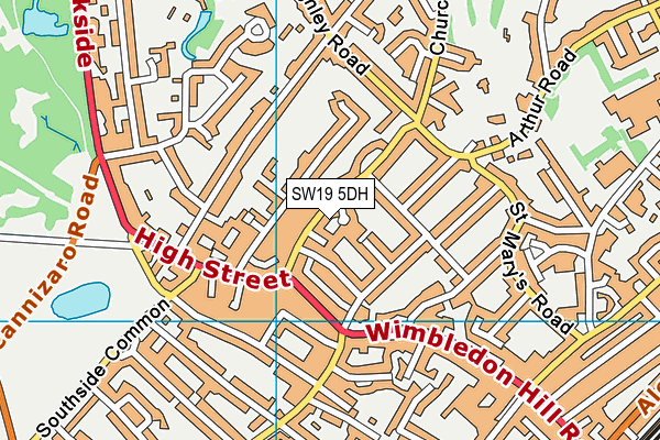 SW19 5DH map - OS VectorMap District (Ordnance Survey)