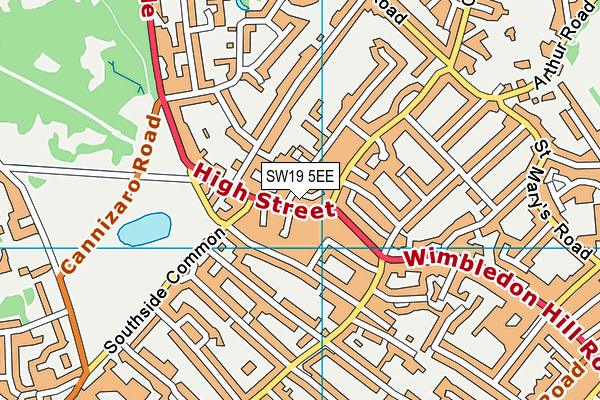 Map of RIVER WANDLE WIMBLEDON LTD at district scale