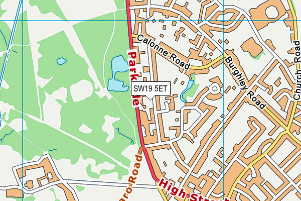 SW19 5ET map - OS VectorMap District (Ordnance Survey)