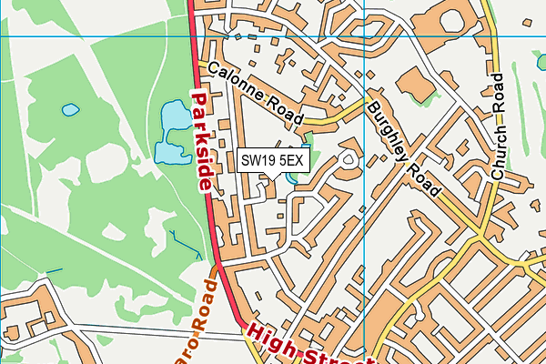 SW19 5EX map - OS VectorMap District (Ordnance Survey)