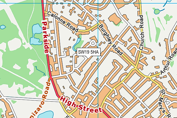 SW19 5HA map - OS VectorMap District (Ordnance Survey)