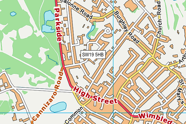 SW19 5HB map - OS VectorMap District (Ordnance Survey)
