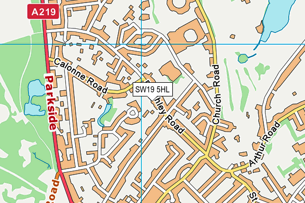 SW19 5HL map - OS VectorMap District (Ordnance Survey)