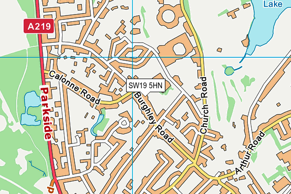 SW19 5HN map - OS VectorMap District (Ordnance Survey)