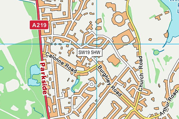 SW19 5HW map - OS VectorMap District (Ordnance Survey)