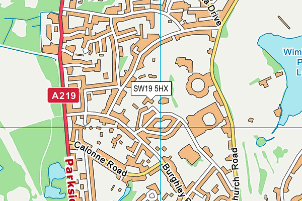 SW19 5HX map - OS VectorMap District (Ordnance Survey)