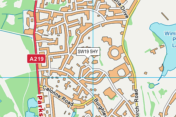SW19 5HY map - OS VectorMap District (Ordnance Survey)