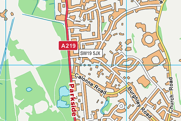 SW19 5JX map - OS VectorMap District (Ordnance Survey)