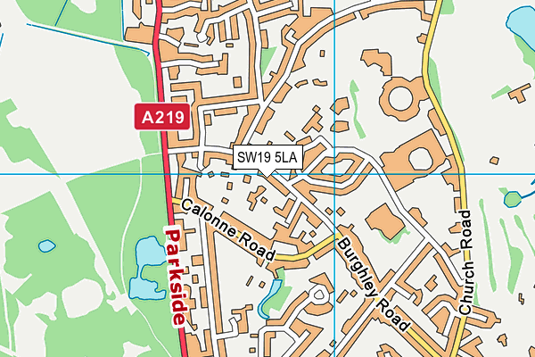 SW19 5LA map - OS VectorMap District (Ordnance Survey)