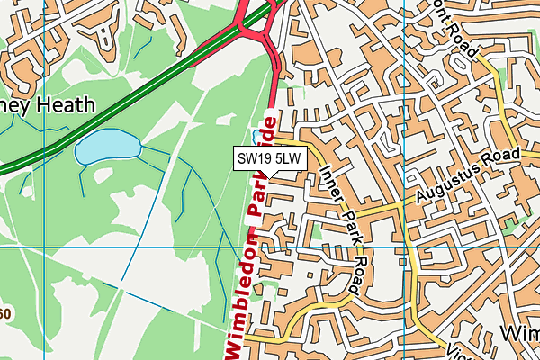 SW19 5LW map - OS VectorMap District (Ordnance Survey)