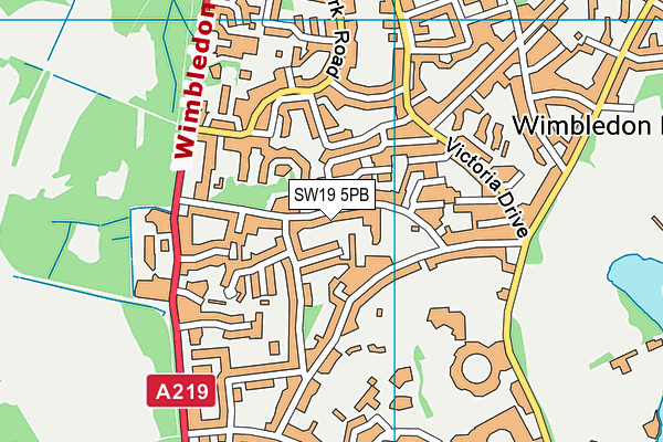 SW19 5PB map - OS VectorMap District (Ordnance Survey)