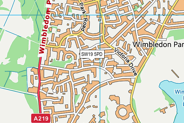 SW19 5PD map - OS VectorMap District (Ordnance Survey)
