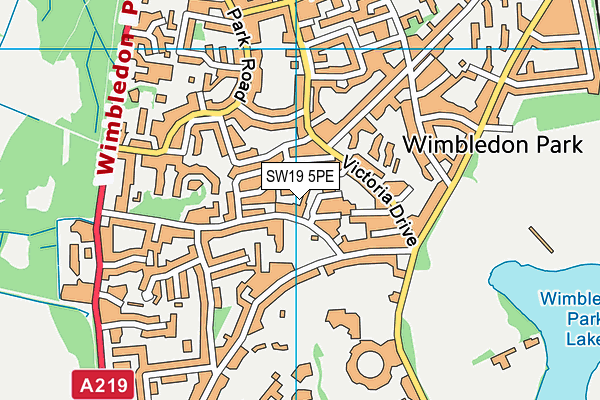 SW19 5PE map - OS VectorMap District (Ordnance Survey)