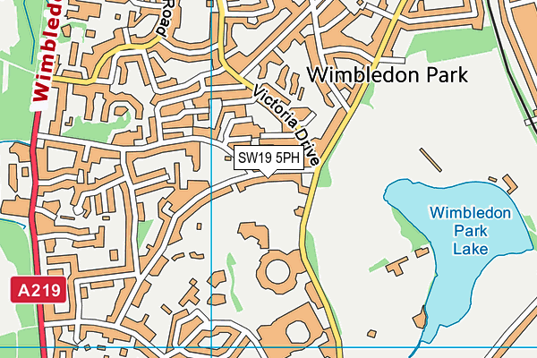 SW19 5PH map - OS VectorMap District (Ordnance Survey)