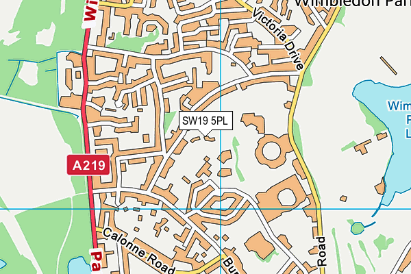 SW19 5PL map - OS VectorMap District (Ordnance Survey)