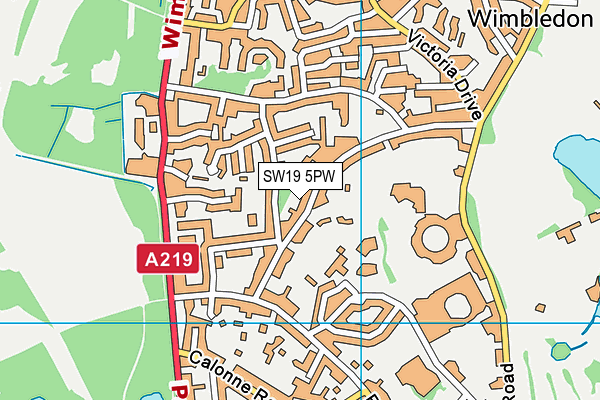 SW19 5PW map - OS VectorMap District (Ordnance Survey)