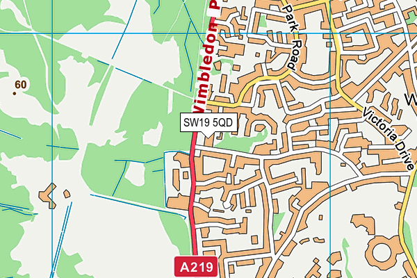 SW19 5QD map - OS VectorMap District (Ordnance Survey)